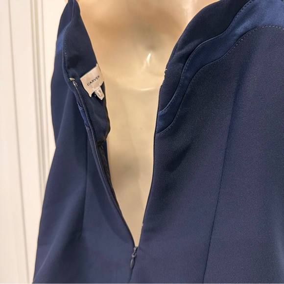 Carven Revolve Fragola Tank Top Scalloped Navy Blue 6 Classic Chic Scandigirl - Picture 7 of 13